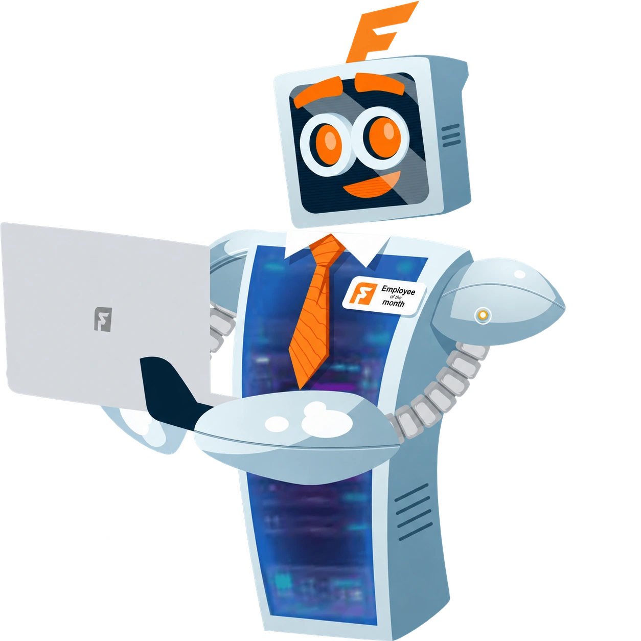 Felix, the Firmlinx robot with an upright F antenna